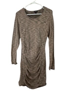 Express Heathered Brown Ruched Dress